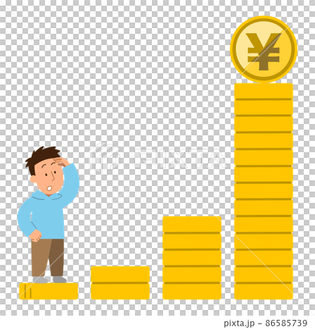 お金を見上げる男性1 86585739
