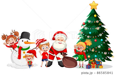 Santa Claus and children celebrating Christmas 86585841
