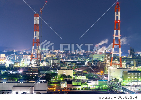《福岡県》北九州の工場夜景(太陽インキ製造方面)黒崎城跡より撮影 《福岡県》北九州の工場夜景(太陽インキ製造方面)黒崎城跡より撮影 86585954