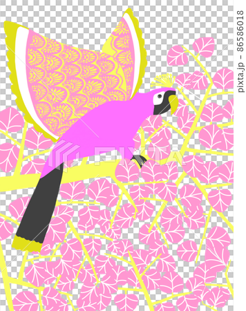 Birds perching on a pink leaf tree 86586018