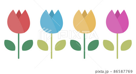 春 チューリップ 花 手描き イラスト 挿絵 野花 植物 ボタニカル 自然 オーガニック ナチュラルのイラスト素材