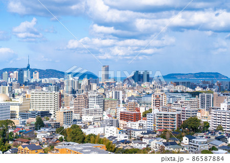 福岡県 福岡市の風景 南公園から撮影 の写真素材