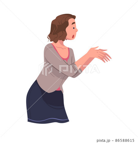 Angry Woman Arguing Having Conflict with Somebody Vector Illustration Angry Woman Arguing Having Conflict with Somebody Vector Illustration 86588615