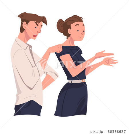 Angry Man and Woman Arguing Having Conflict with Somebody Vector Illustration Angry Man and Woman Arguing Having Conflict with Somebody Vector Illustration 86588627