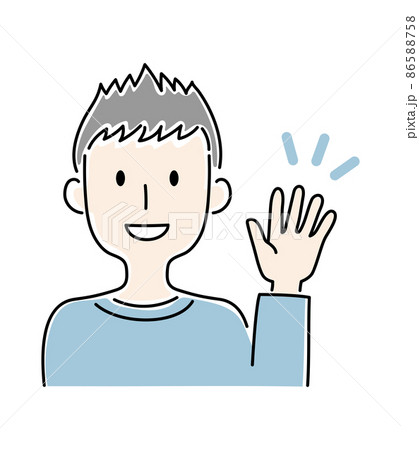 笑顔で手を振る少年のベクターイラストのイラスト素材