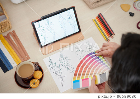 Fashion designer Working on Color Palette Fashion designer Working on Color Palette 86589030