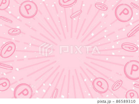 ポイントコインが飛ぶ背景イラスト（ピンク） 86589310