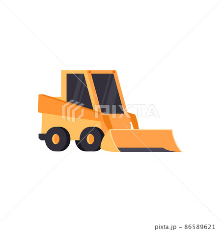 Small sidewalk snow plow truck, flat vector illustration isolated on white background. Small sidewalk snow plow truck, flat vector illustration isolated on white background. 86589621