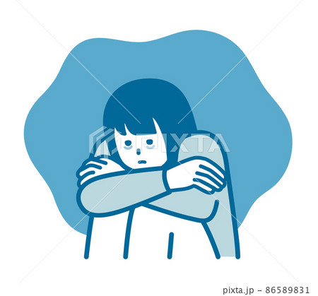 膝を抱えて落ち込む女性 膝を抱えて落ち込む女性 86589831
