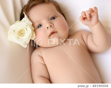 Portrait of a beautiful little baby girl with Portrait of a beautiful little baby girl with 86590008