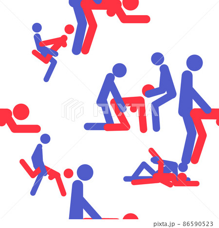Kama Sutra seamless pattern design poster fabric. Kamasutra sketchy poses for making love. Set. Standing positions 86590523