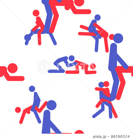 Kama Sutra seamless pattern design poster fabric. Kamasutra sketchy poses for making love. Set. Standing positions 86590524