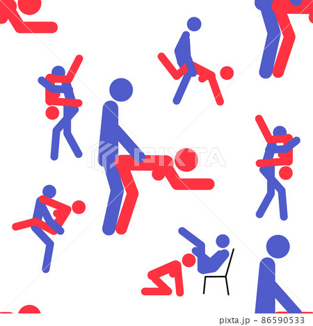 Kama Sutra seamless pattern design poster fabric. Kamasutra sketchy poses for making love. Set. Standing positions 86590533