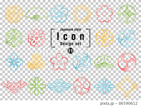 Watercolor Japanese icon set color 86590612
