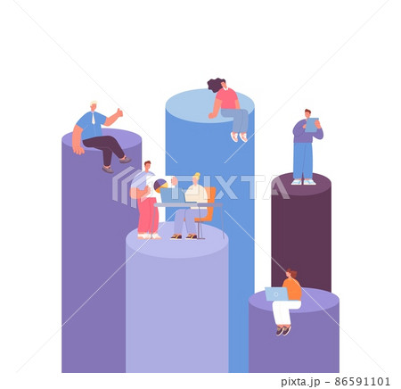 Working people. Different career levels, financial diagram with workers. Business boss and company structure, team management vector concept 86591101