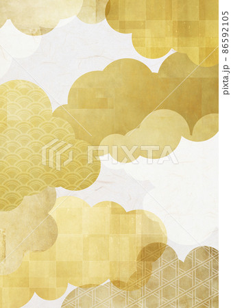 金・金箔に雲のシルエット　和モダンな背景素材 86592105