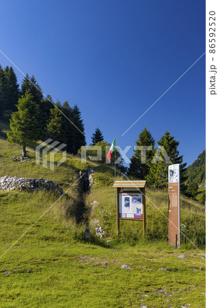 Trenches from First World War near Monte Grappa, Province of Treviso, Veneto Region, Italy 86592520
