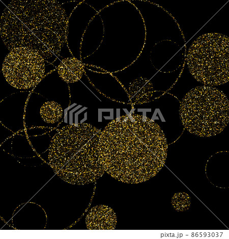 Abstract geometric background of gold dust particles in the form of circles, beautiful element for brochure template, poster Abstract geometric background of gold dust particles in the form of circles, beautiful element for brochure template, poster 86593037