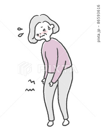 突然膝が痛くなるシニア女性 86593616