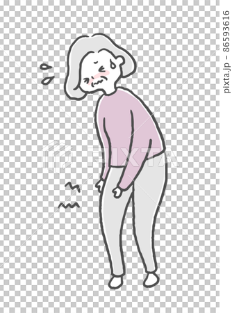 突然膝が痛くなるシニア女性 86593616