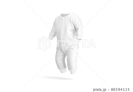 Blank white baby zip-up sleepsuit mockup, side view 86594115