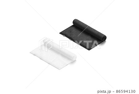 Blaank black and white twisted small towel mockup, side view Blaank black and white twisted small towel mockup, side view 86594130