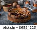 Breaded rustic pie with berries 86594225