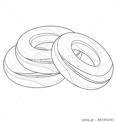 Vector image of bagels on white background. Outline style. EPS 10 Vector image of bagels on white background. Outline style. EPS 10 86594293