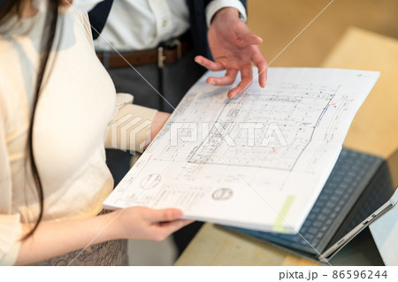 女性にコストを抑える要求をする男性ビジネスマン 86596244