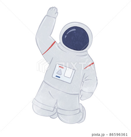 浮いているかわいい宇宙服を着ている人のイラスト素材