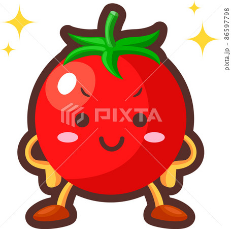 得意げな顔のかわいいミニトマトのキャラクターのイラスト 86597798