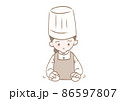 パン生地を丸める女性のイラスト 86597807