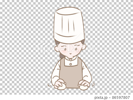 一個女人滾動麵包麵團的插圖 86597807