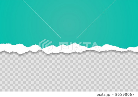 Green torn paper edge template. Ripped horizontal strips with shadows. Border texture design. Vector illustration 86598067