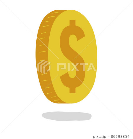 Coin doodle dollar icon vector or drawn money golden cartoon funny art design illustration isolated on white 86598354