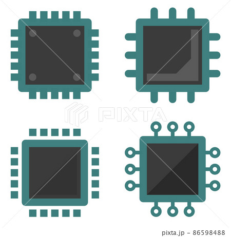 電子機器に使用される電子回路の種類別イラストのイラスト素材