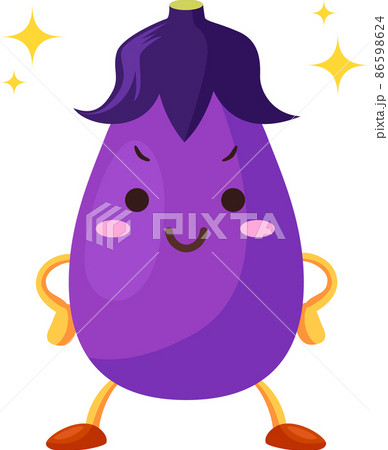 得意気な顔のかわいいナスのキャラクターのイラスト 得意気な顔のかわいいナスのキャラクターのイラスト 86598624