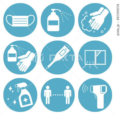 感染対策のアイコンセット 感染対策のアイコンセット 86599058