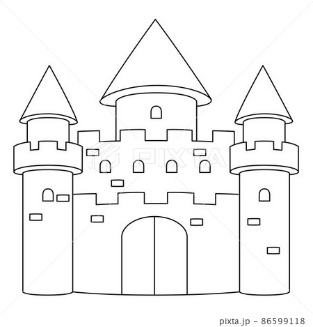 Unicorn Castle Coloring Page Isolated for Kids 86599118