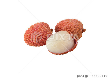 Lychee fruits closeup isolated on white Lychee fruits closeup isolated on white 86599419