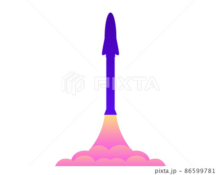 Rocket launch into space. Space rocket takeoff isolated on white background. Design for banners, posters and promotional items. Space tourism, a modern trend. Vector illustration 86599781