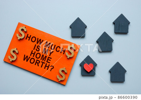 Plate with question How much is my home worth and houses. Plate with question How much is my home worth and houses. 86600390