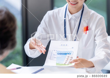 シニアに薬を渡す薬剤師　撮影協力「LINK FOREST」 86600689