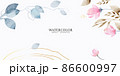 Abstract watercolor art background in pink and gold pastel colors vector. Minimal style botanical wallpaper with flowers and leaves, Watercolor organic shapes. Vector background for banner, poster 86600997