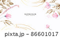 Abstract watercolor art background in pink and gold pastel colors vector. Minimal style botanical wallpaper with flowers and leaves, Watercolor organic shapes. Vector background for banner, poster 86601017