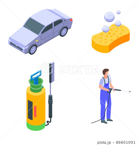 Car wash icons set, isometric style 86601091