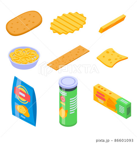 Chips potato icons set, isometric style 86601093