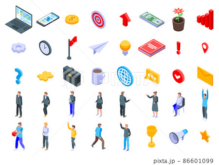 Entrepreneur icons set, isometric style 86601099