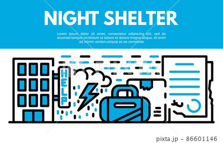 Night shelter banner, outline style 86601146