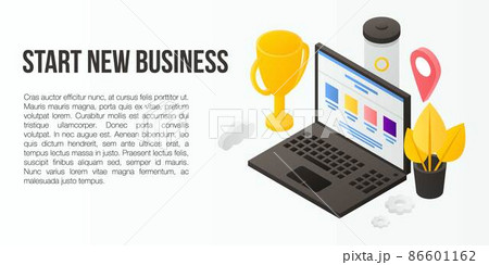 Start new business concept banner, isometric style Start new business concept banner, isometric style 86601162